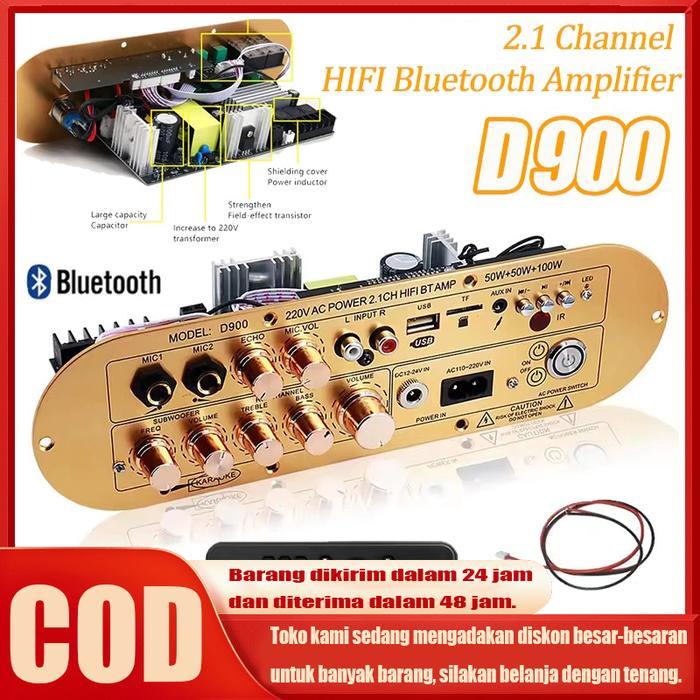 Amplifier Board Subwoofer Bluetooth D900 - Pengisian Daya 12V, Suara Bass Tinggi, Perlindungan