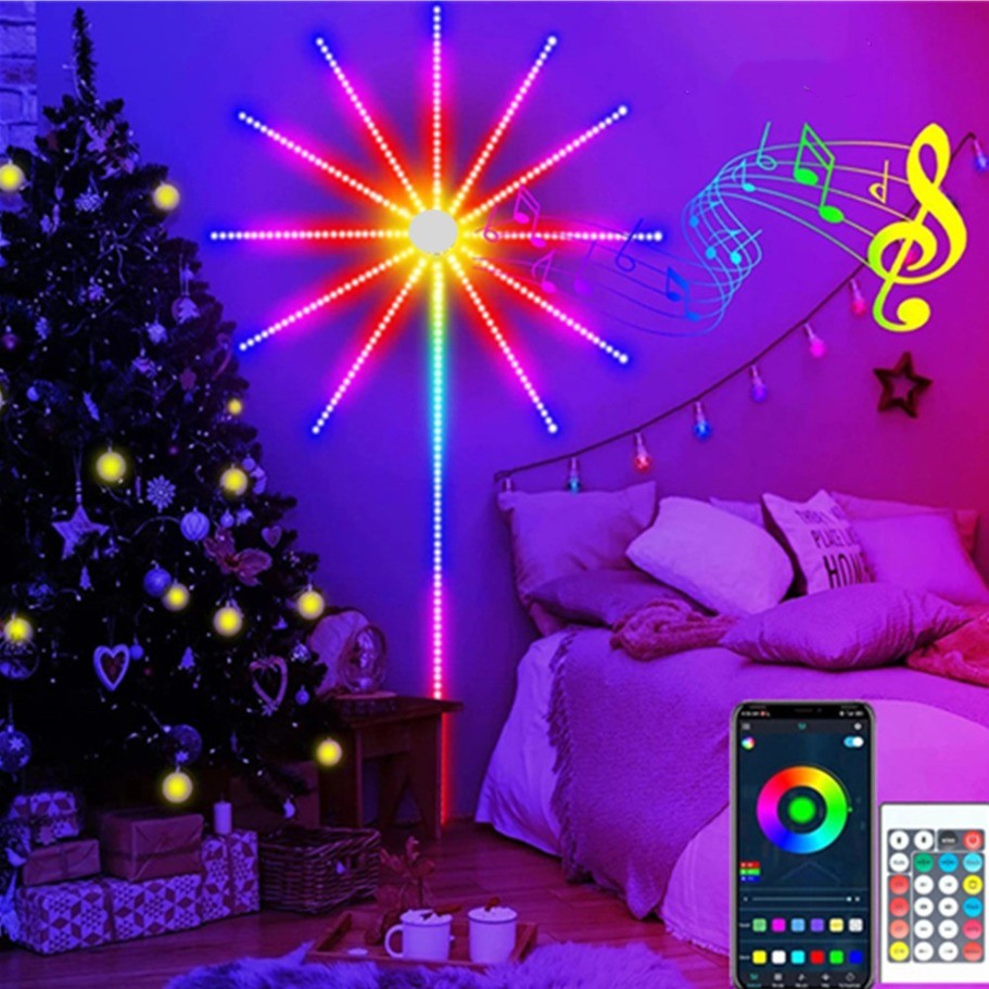 RGBIC Firework LED Strip Light Bluetooth APP Control USB 5V Neon Strip Christmas Party Decoration
