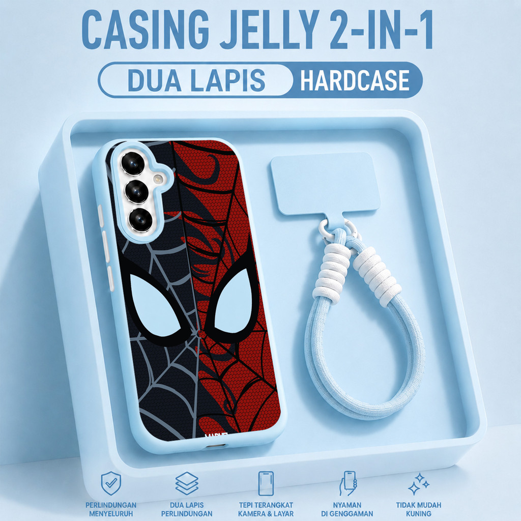 Spiderman Jelly+Strap Case Redmi 17 A7 Pro 15C 15 13X 14C Note 14 13C 13 Case Anti Jatuh