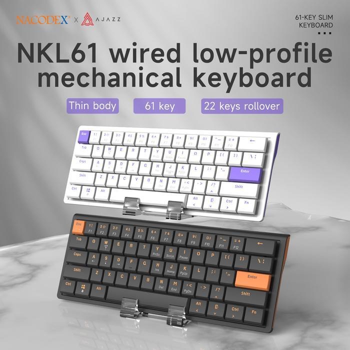 Terlaris Ajazz X Nacodex NKL61 / NKL-61 Mechanical Gaming Keyboard Wired Low Profile SALE
