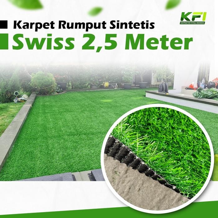 Rumput Sintetis 2.5 cm Swiss Meteran 1 Meter Untuk Taman