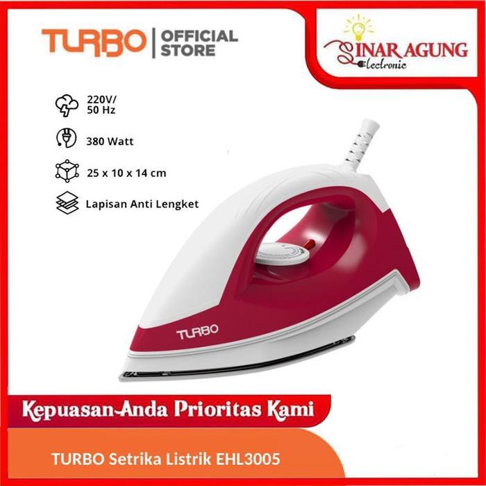 New TURBO EHL3005 / EHL-3005 SETRIKA LISTRIK MERAH - GARANSI RESMI