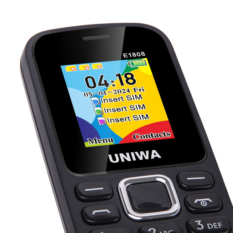 UNIWA E1808 2G Keypad Feature Phone 1.77Push Button 800mAh Telephone for Senior Elder Wireless Radio