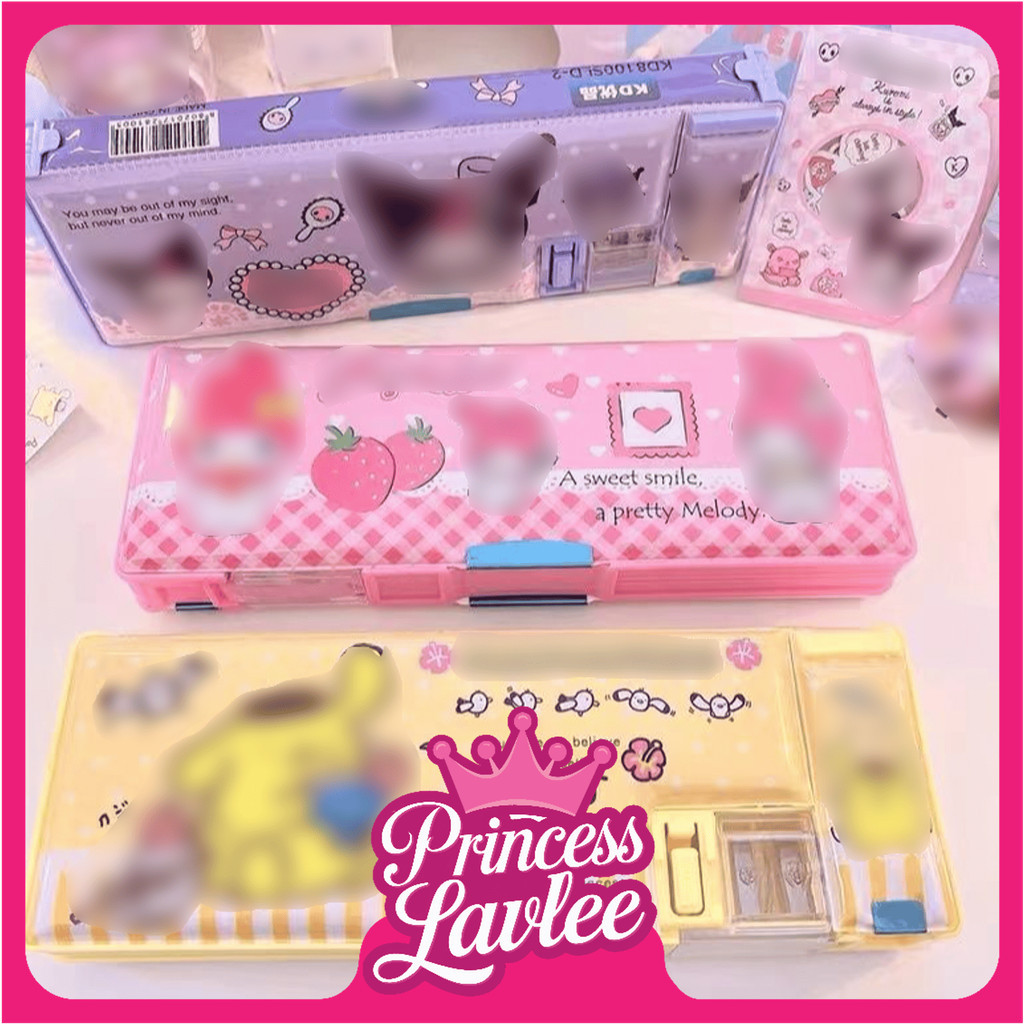 Cewek / Cowok Kotak Pensil Kode 3D Hologram Karakter Bt21 / Tempat Pensil Fancy 3 Susun / Pensil Cas