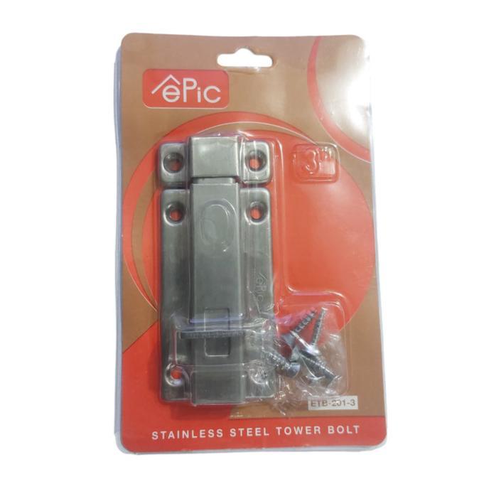 DDS480 - Grendel Stainless Epic Tower Bolt 3 inch Slot / Selot Kunci Pintu 3" Inci