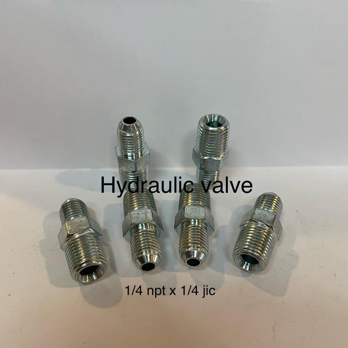 Double nepple hidrolik 1/4 npt X 1/4 jic / dobel nepel npt - jic / hydraulic nipple