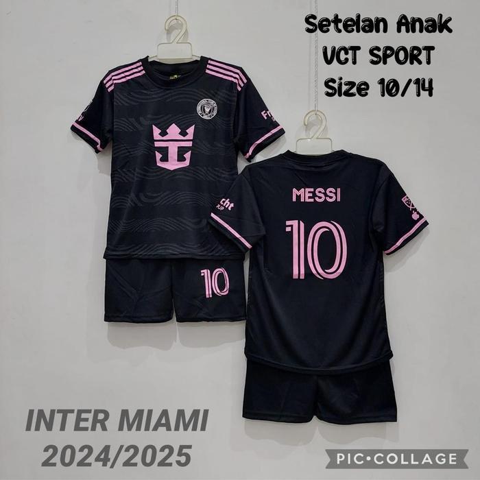 Sale Setelan Jersey Sepak Bola Anak Usia 1-13 Tahun Warna Hitam List Pink