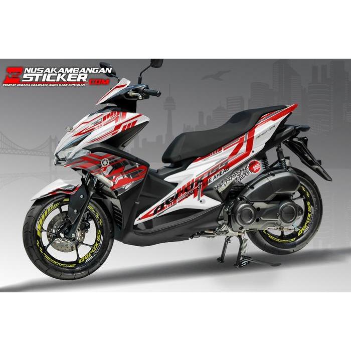 Decal Motor Sticker Motor Yamaha Aerox 155 Putih Grafis Merah Keren