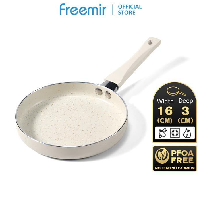 vowk- [Big Sale] Freemir Teflon Mini Putih 16Cm Fry Pan + Sutil Masak Sarapan