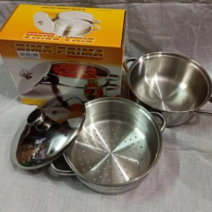 Panci Pot Dan Steamer 20Cm Bima / Panci Kukusan Stainless Bima