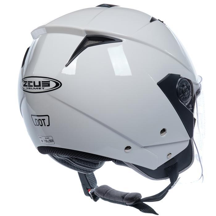 (CACAT) ZEUS ZS 205 WHITE HALF FACE DOUBLE VISOR HELMET