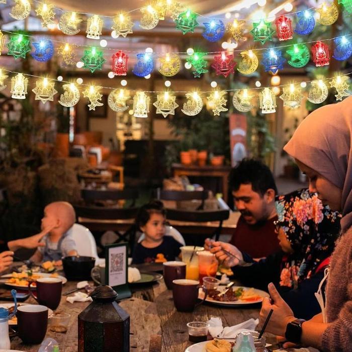 Vixplorn Lampu Ramadhan Lampu Hiasan Ramadhan Lampu Kelap Kelip Lampu Tirai Bintang Bulan Lampu Hias