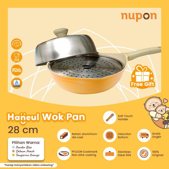 NUPON Panci Wajan Wok Pan 28 CM Anti Lengket Haneul Series - Powder Blue