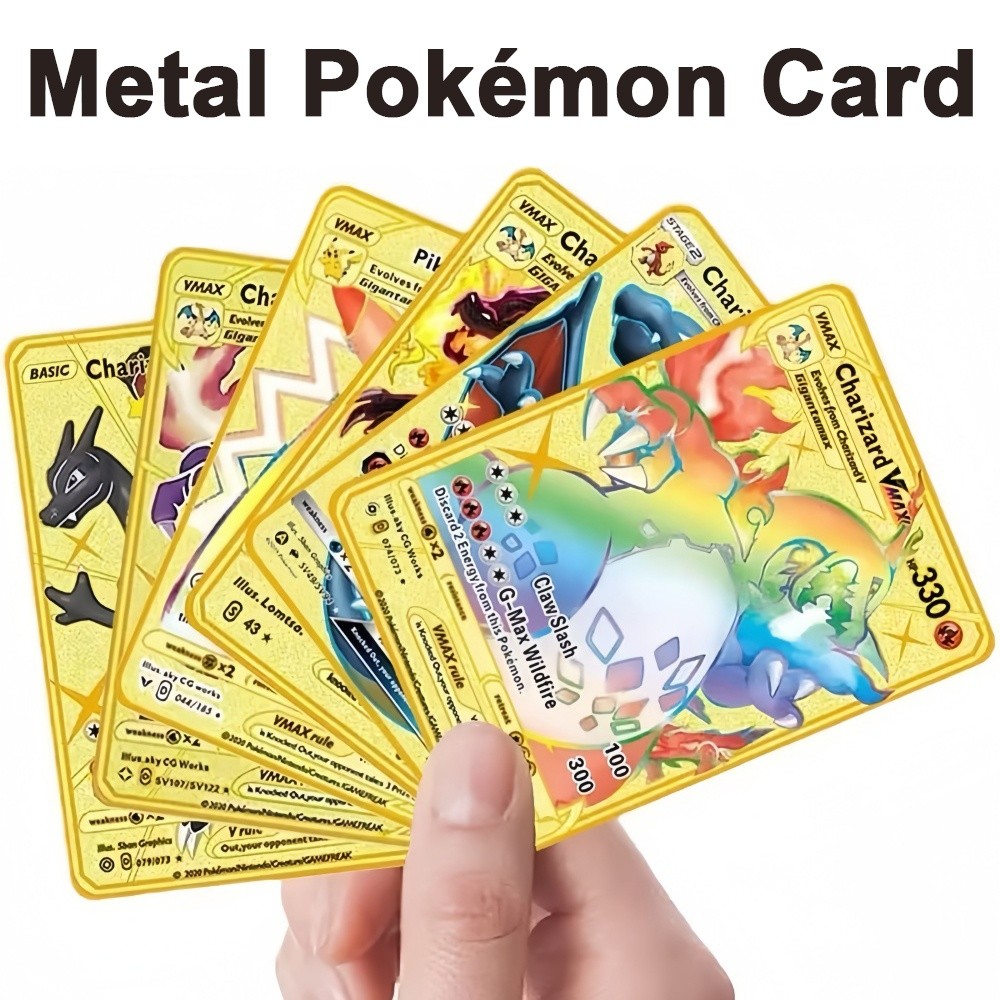 2026 New Pokemon Metal Card English Anime Series - Charizard Arceus Mewtwo Blastoise Vmax GX V