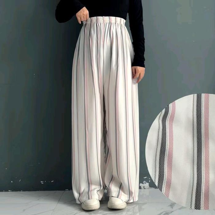 Diskon Celana Kulot Rayon Hommy Dengan Desain Garis-Garis Elegan Dan Nyaman Untuk Dipakai