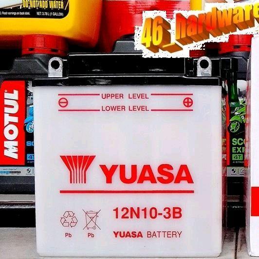 TERMURAH TERLARIS TERBARU AKI YUASA 12N10-3B 12V 10A BASAH MOTOR VESPA PX SPARTAN CORSA TOSSA RODA 3