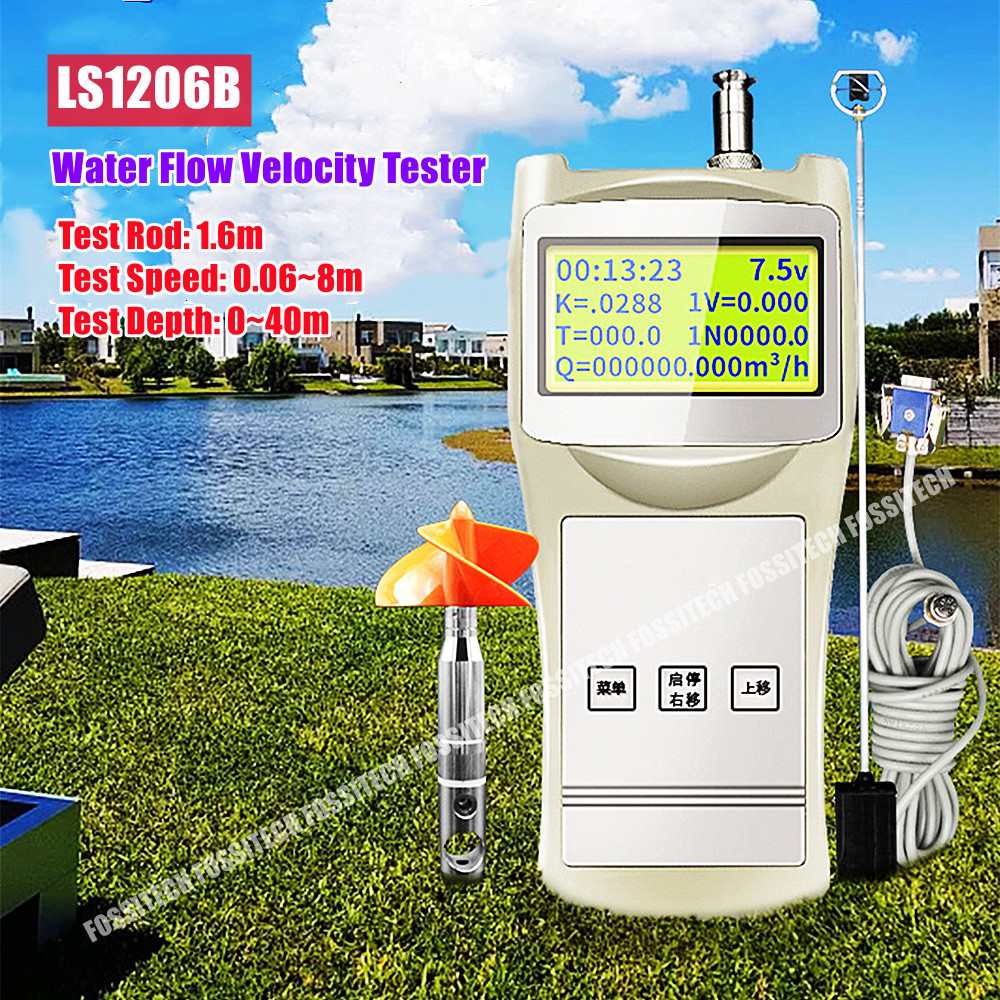 TERBARU LS1206B Liquid Flow Velocity Meter Water Current Flow Speed Tester 0.05~8m/S Portable Flow M