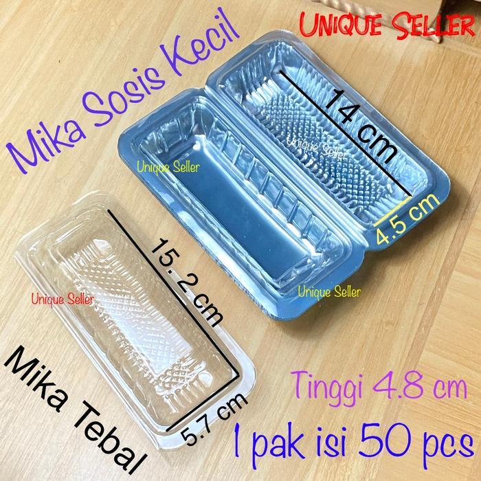 [Isi50] Mika Sosis Kecil PET Food Grade Tebal / Tray Mika Tempat Sosis Kecil Hotdog Corndog Sate
