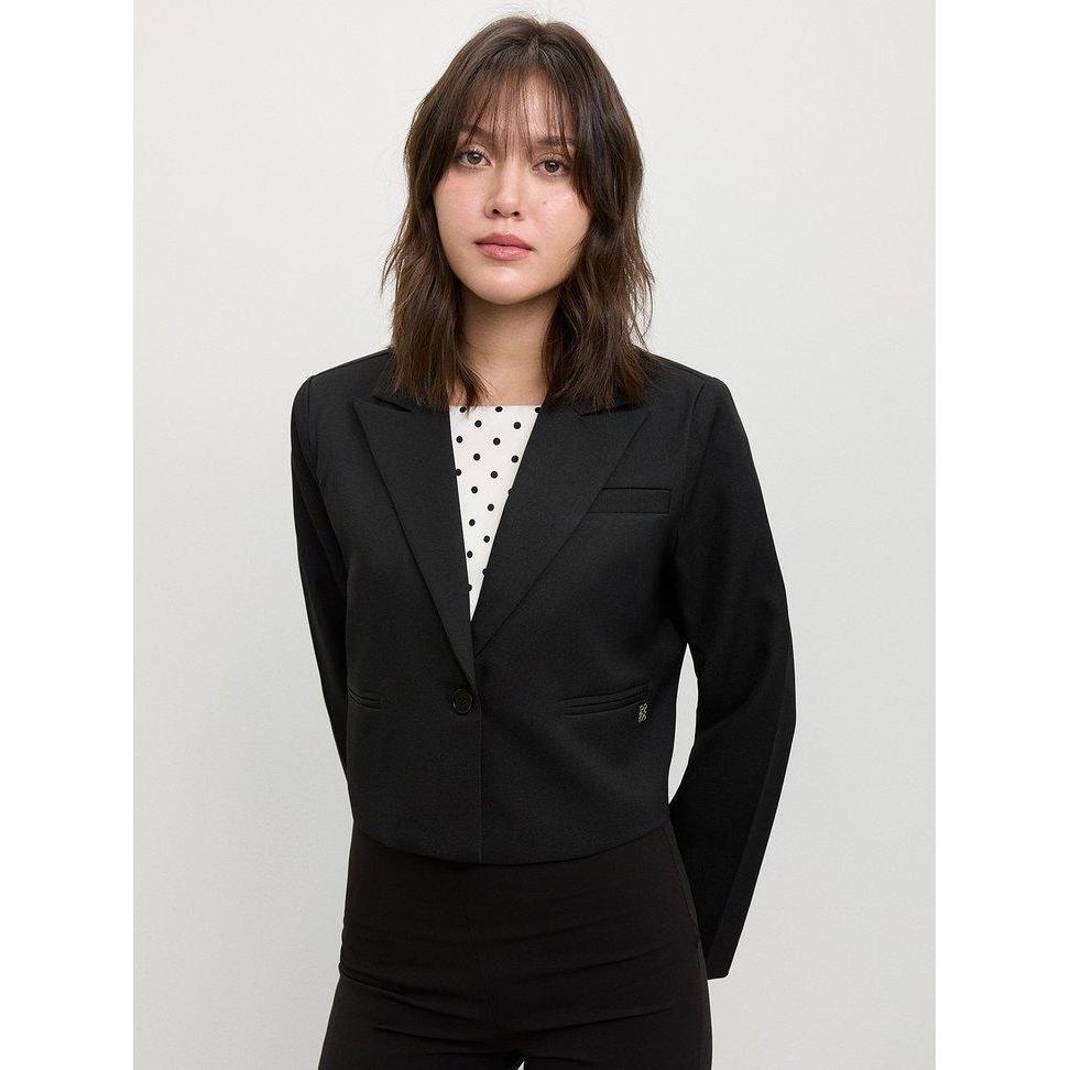 Pomelo - Blazer Wanita - Cropped Blazer – Black