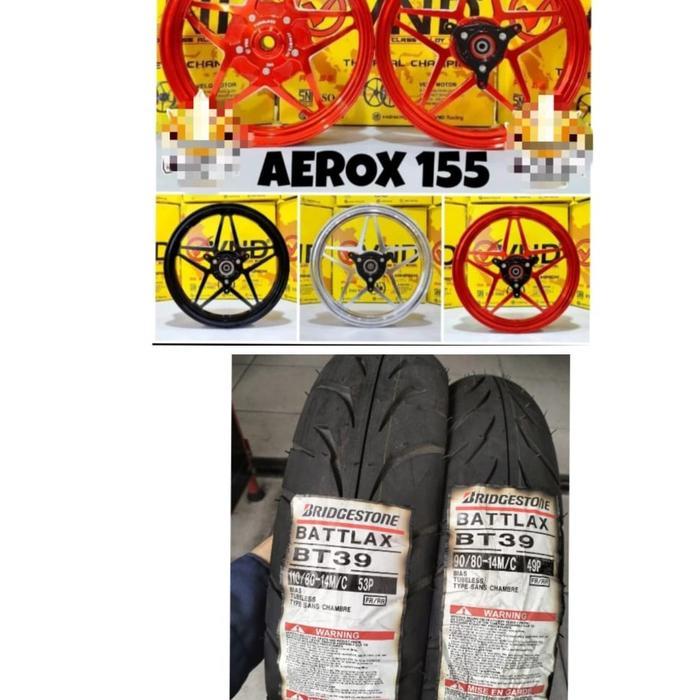 PAKETAN BAN BATTLAX UK L90/80-14/ 110/80-14/VELG VND V SPEED AEROX
