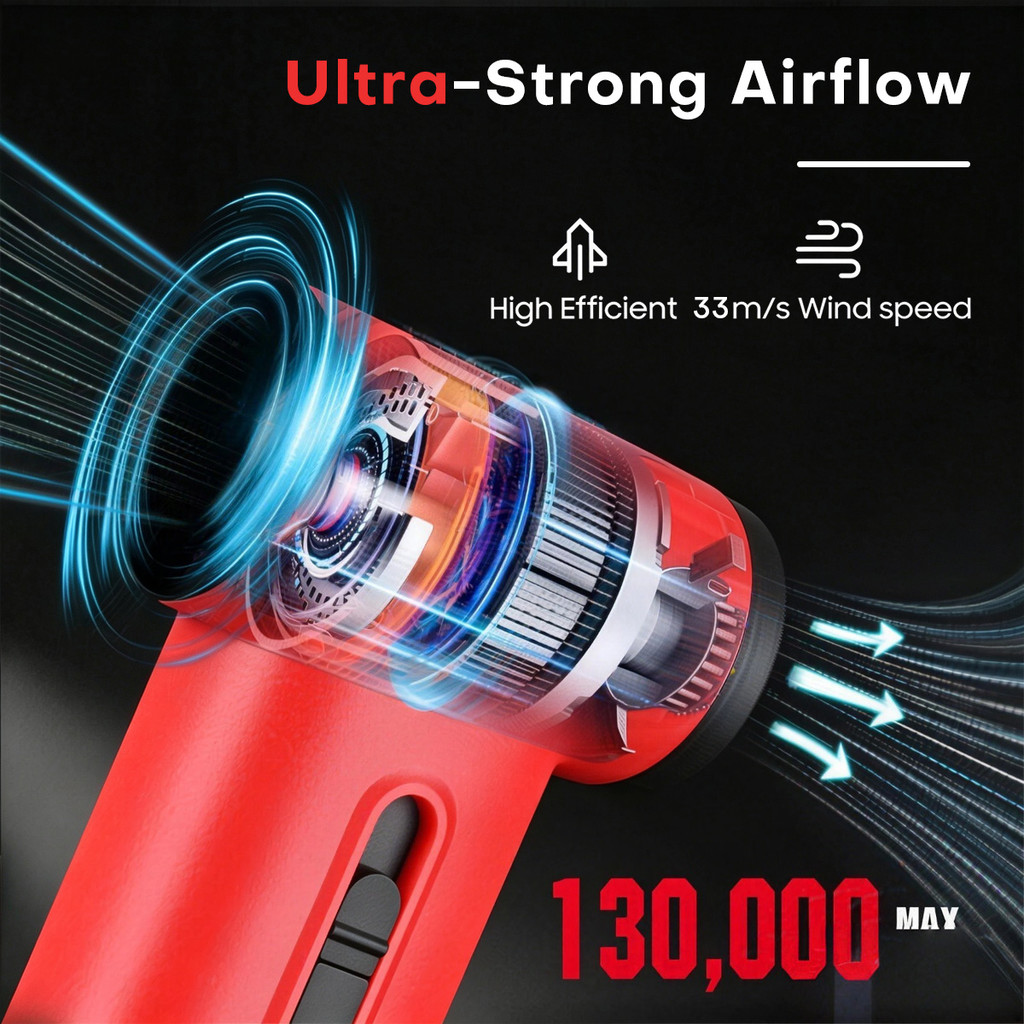 WMARK Vacuum Cleaner Powerful Vacuum Handheld Dust Blower Cordless Hair Dryer 130000 RPM Mini