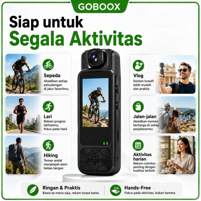 Goboox Action Cam HD 1080P Kamera Aksi Mini Sudut Lebar 160°