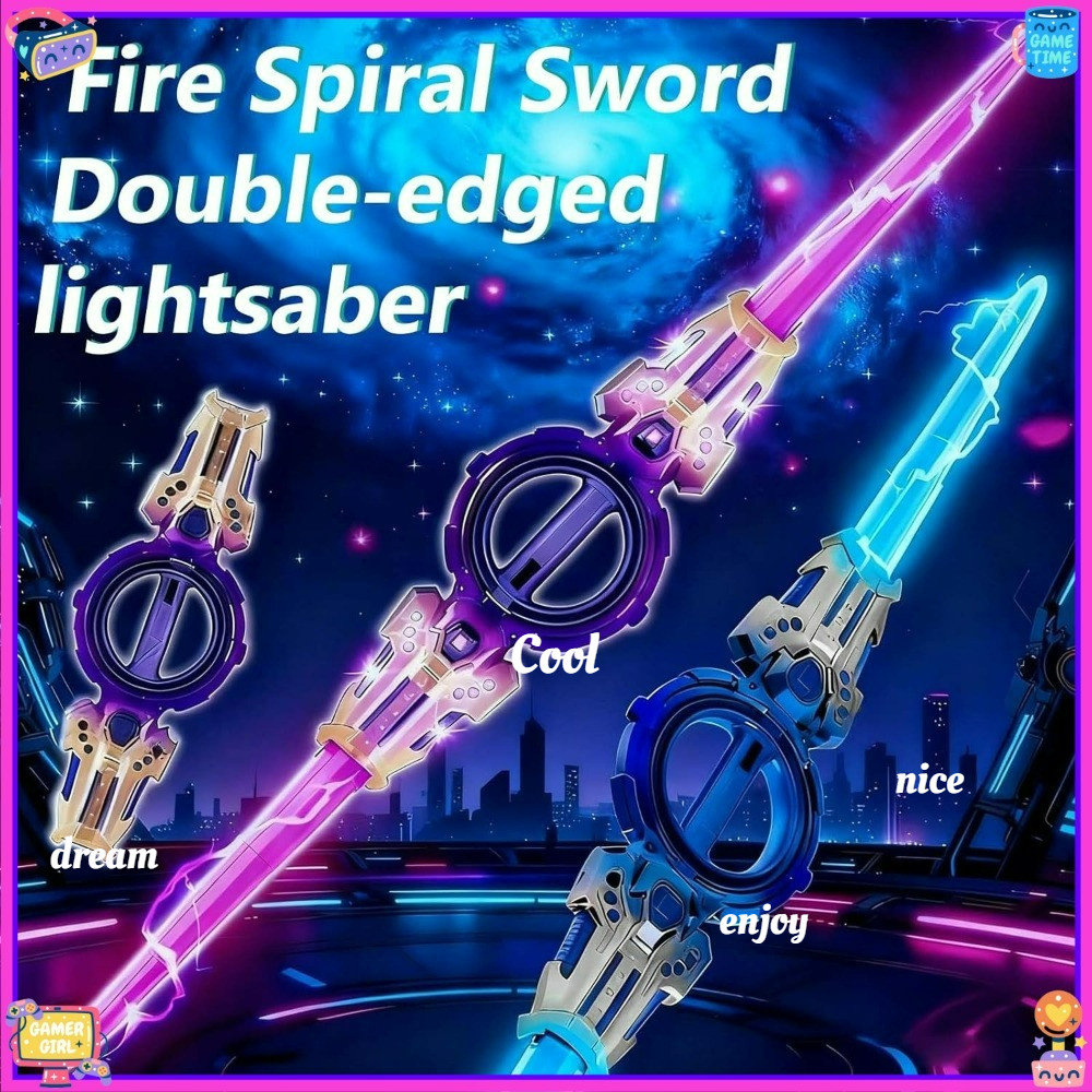 Spark Effect Sword,Retractable 7 Light Color Sword,2 in 1 Dueling Swords RGB Double-Blade with Sound