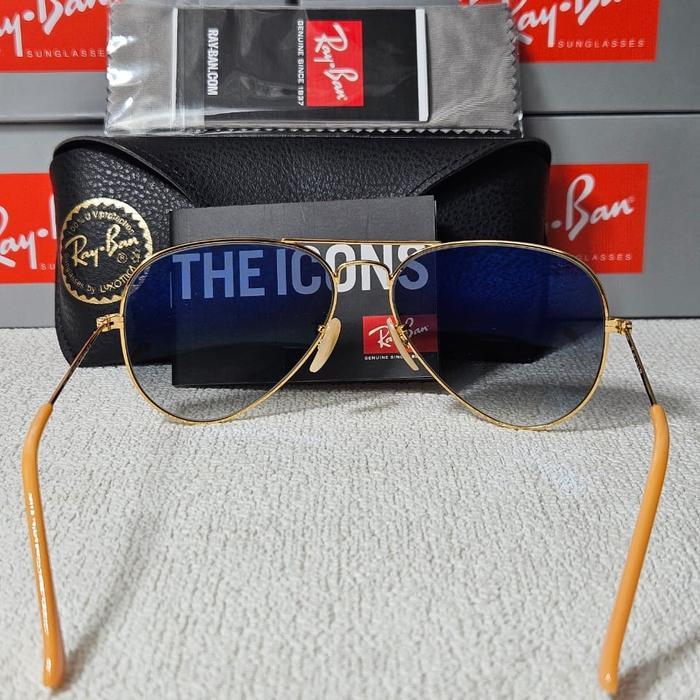 Kacamata Rayban Aviator Rb3025 001/3F Gold Lens Gradient Blue Original