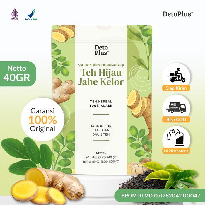 [BPOM] 1 Teh Hijau Jahe Kelor Detoplus - Teh Celup Instan Minuman Rempah Alami Daun Kelor, Jahe,