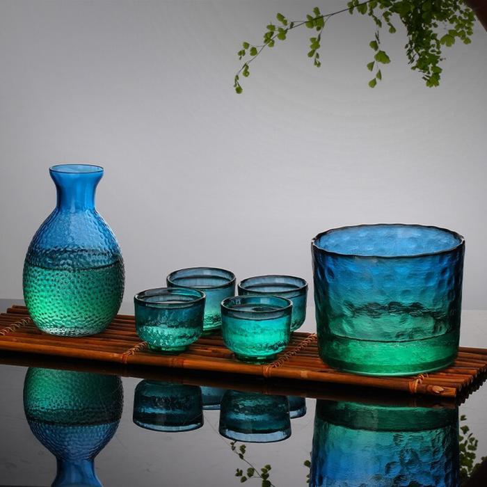 Cerek 1 Set Aesthetik Cantik / Cangkir Teko Kaca Set Gaya Jepang / Cangkir Teh Teko Gelas Kaca Tahan