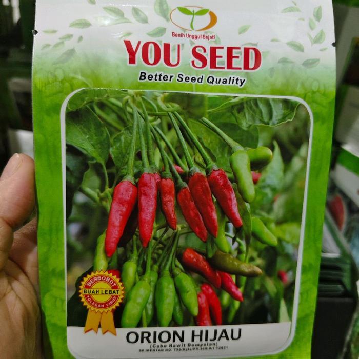Benih cabe ORION HIJAU 10 gram cabe rawit dompolan dari youseed cabe rawit hijau crm orion hijau