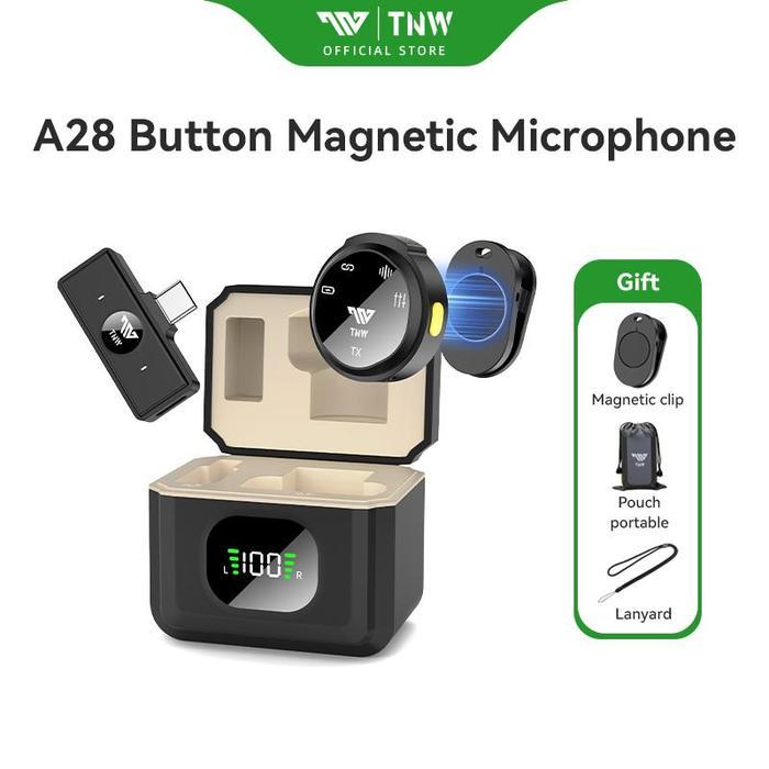 Premium Tnw A28 Wireless Microphone Lavalier Microphone Magnetic Clip On Mic Hp Plug & Play