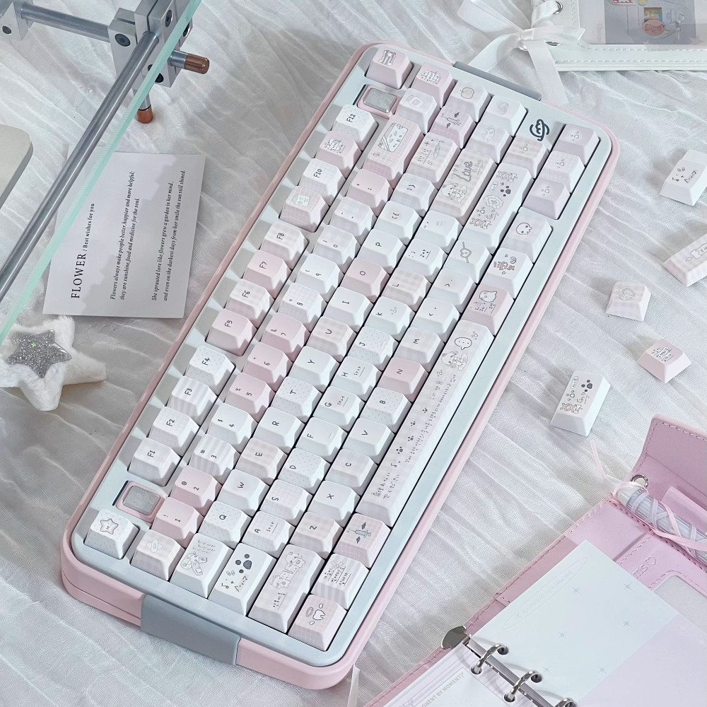 Somnambulism Theme Keycap Set 131Key PBT Cute Minimalist Keyboard Cap Cherry Profile KeyCap for