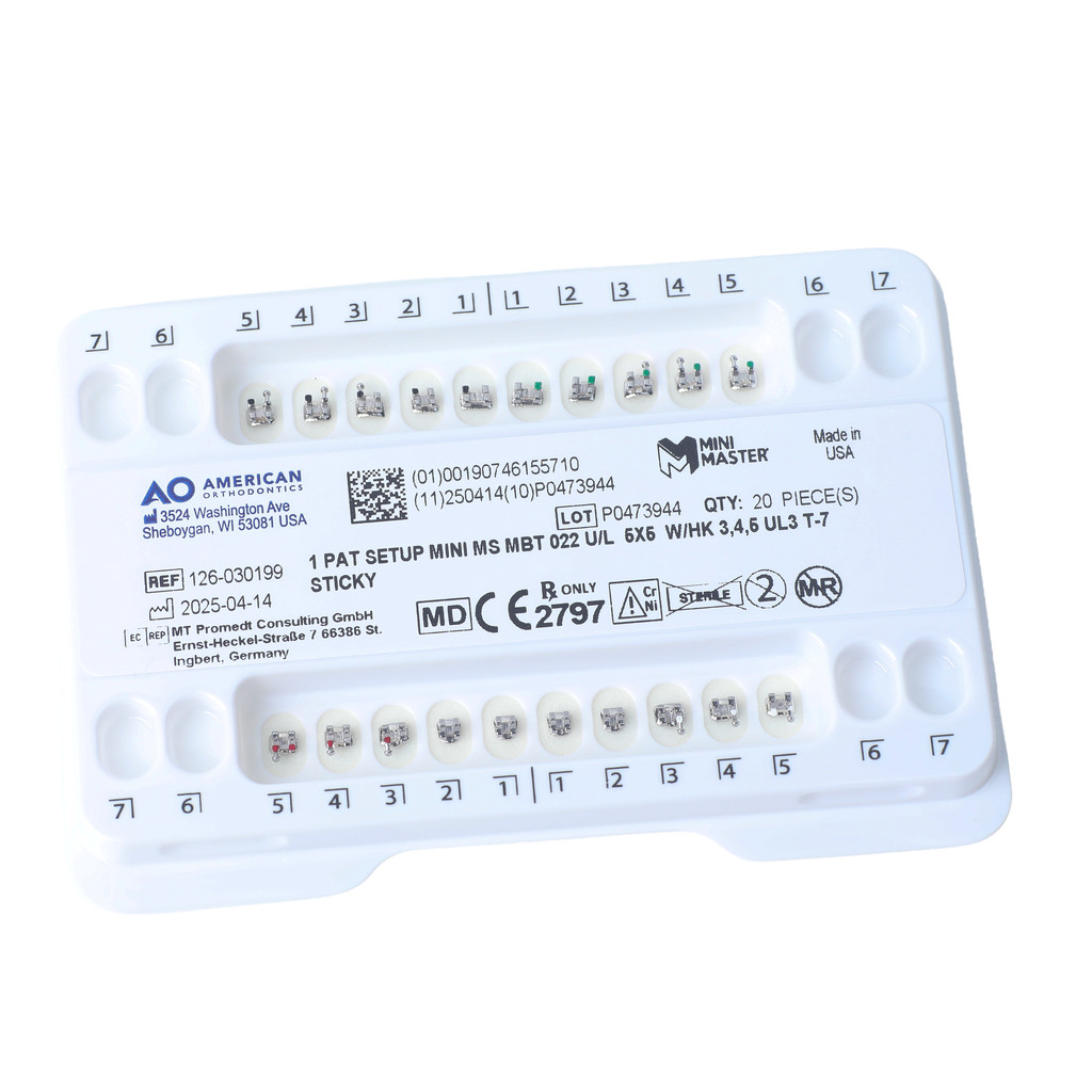 AO American Orthodontics Mini Master Bracket, MBT .022 UL 5X5 Mesh Base Orthodontic Brackets Made in