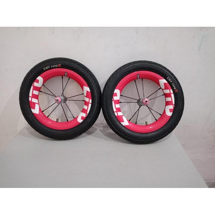 wheelset Lito pushbike Carbon Warna Pink