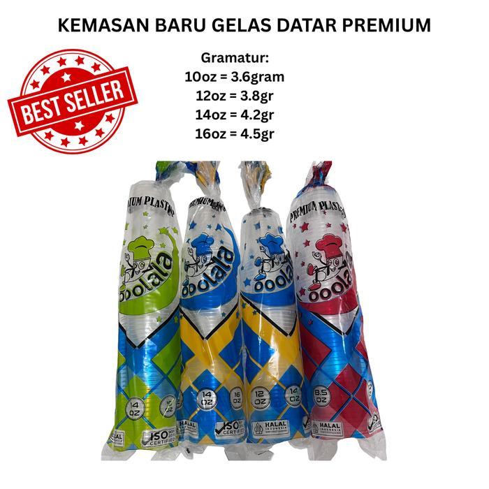 READY 50pcs Gelas Plastik Datar Bening 8,5 Oz & 10 Oz / Cup Plastik / Gelas Plastik Merk Olala
