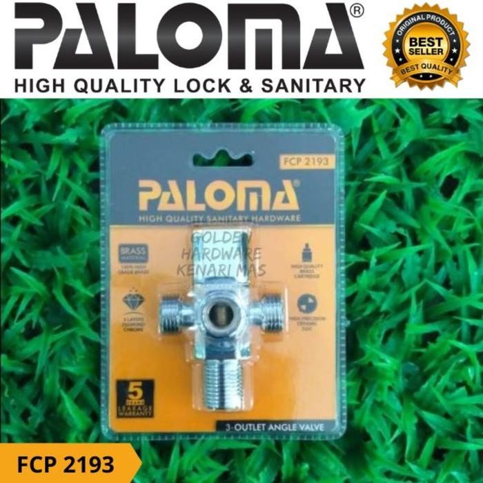 Spesial Paloma Fcp 2193 Stop Kran Cabang 3 Outlet Keran Air Tembok Closet Toilet Wc Brass Chrome