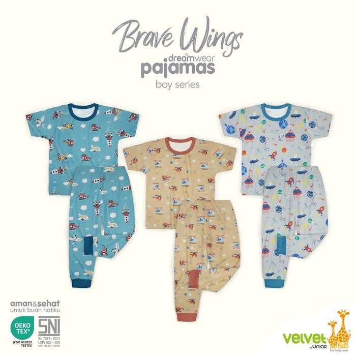 Velvet Junior Piyama Pendek Panjang Anak Laki-laki DreamWear Boys - 1 STEL - Bruum Bruum, Brave