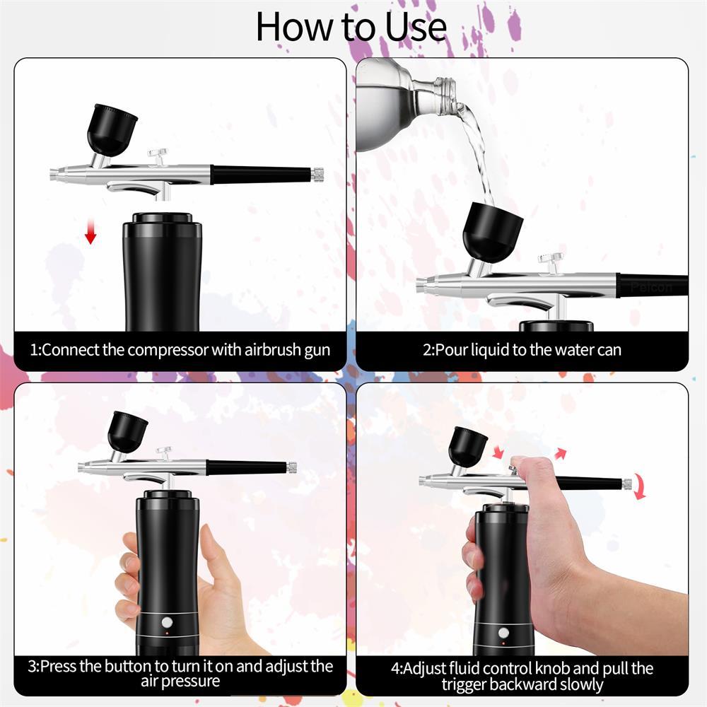 Airbrush Nail with Compressor Cordless Rechargeable Airbrush Mini Airbrush Spray Gun for for Nail