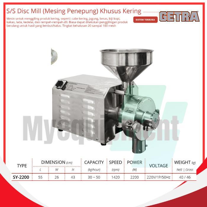 DISC MILL MESIN PENEPUNG MENGGILING BAHAN KERING GETRA SY-2200