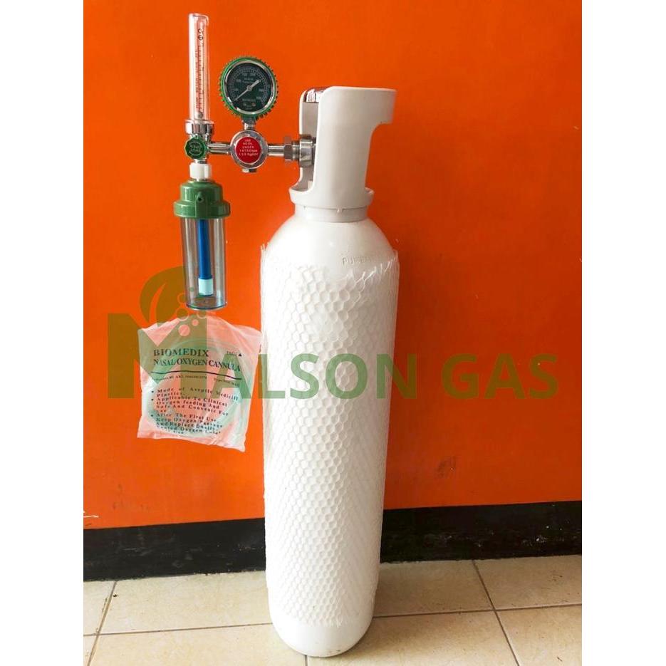 Tabung Baru Oksigen 1,5m3 Isi Oksigen + Regulator Oksigen Pernafasan