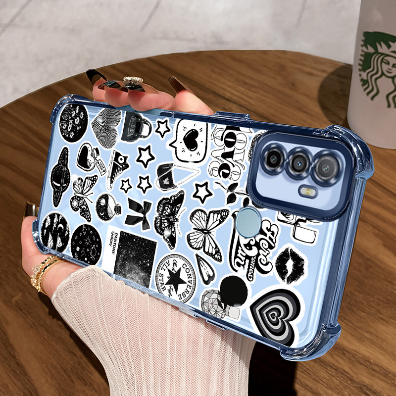 Casing Hp untuk OPPO A53 2020 A53s A32 A33 2020 Case Stiker tren warna hitam putih Kasing Shock-Proo