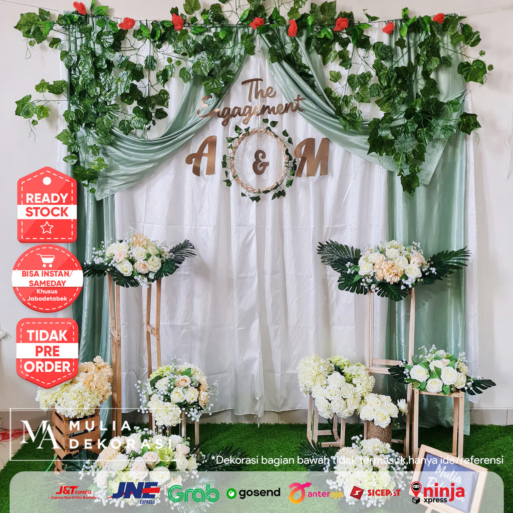 Backdrop Lamaran 1 Set Lengkap Dekorasi Tunangan Wedding Khitan Aqiqah Abutai Filamin Paket VV