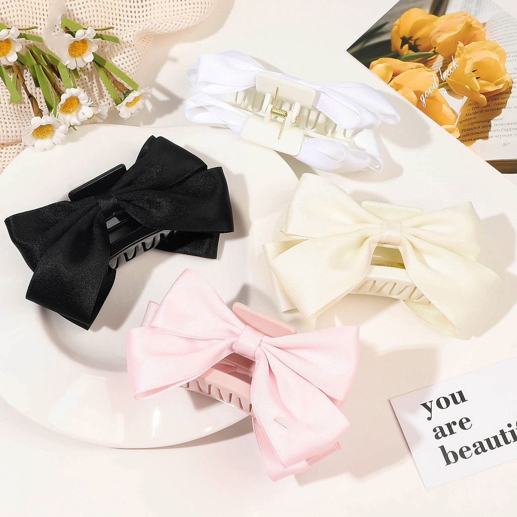 Korean Women Bow Girls Plastic Hair Claws Hair Clips Headwear Large Size Hairpin Crab Barrette