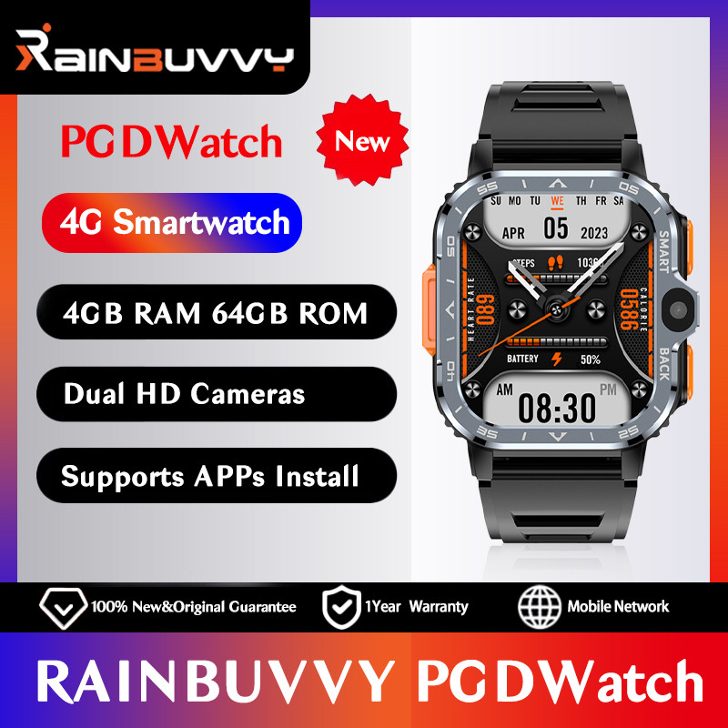Rainbuvvy PGD Rugged Eurasian Version 4G LTE Smart Watch 1.99" HD Screen 4GB RAM 64G ROM SIM Wifi Ca