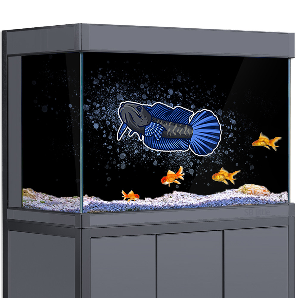 Aquarium Background 3D Channa Blue Pulchra Snake Fish Logo HD Printing Wallpaper Fish Tank Reptile H