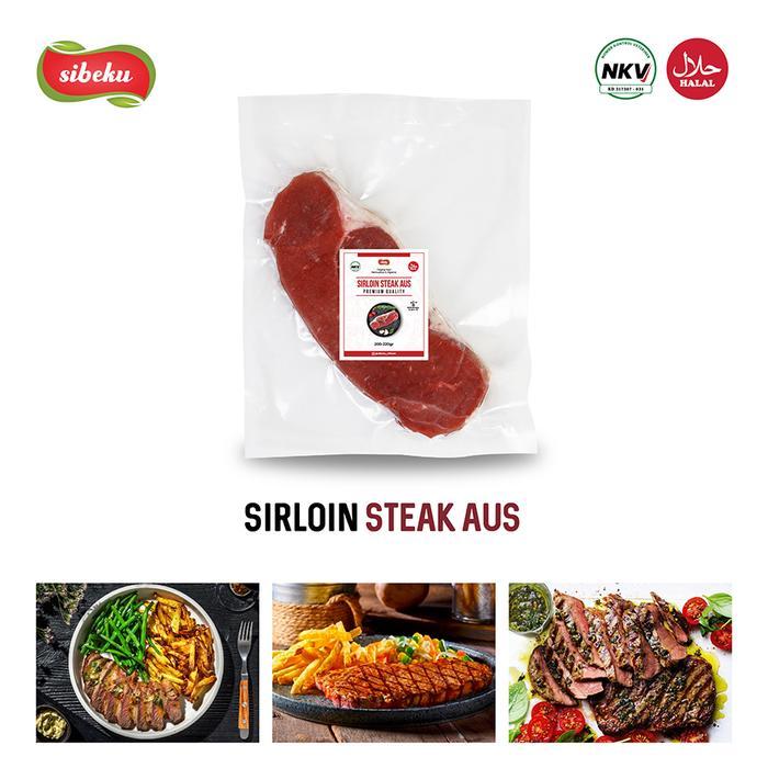 kfud- Daging Sapi Sirloin Steak Aus Halal 200-220 Gram Frozen Food