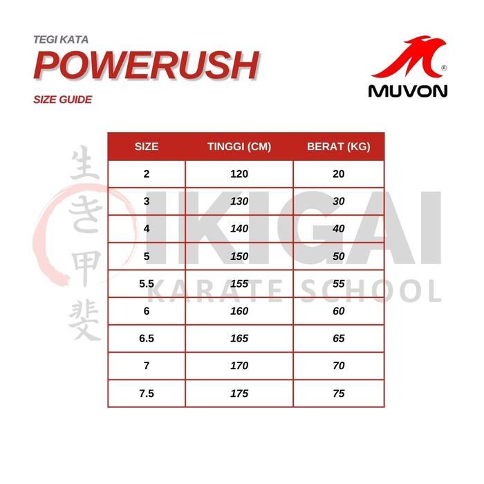Premium Muvon Powerush Tegi Kata Karate-Gi Baju Karate Autentik