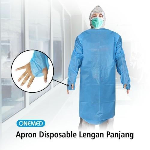 Termurah Onemed Apron Plastik Lengan Panjang Apron Medis Sekali Pakai Isi 10 Pcs
