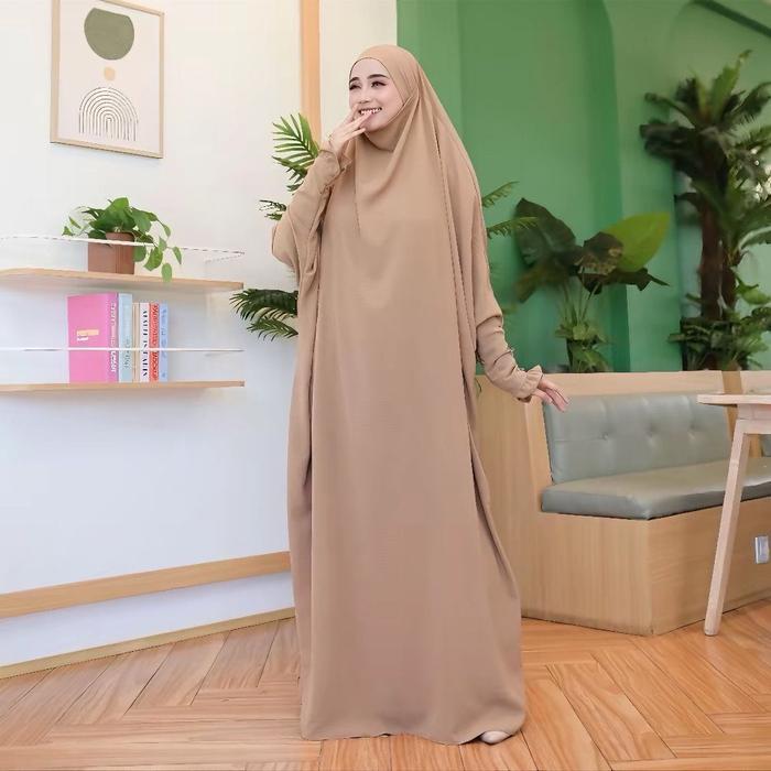NEWW ziran overhead (abaya french khimar jumbo) Muslim syari baju umroh cringkle airflow